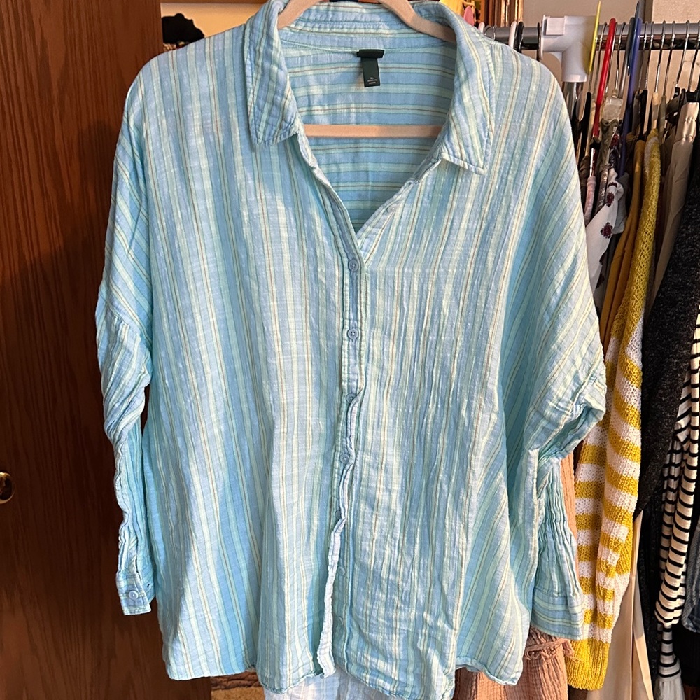 Wild Fable Light Blue Striped Shirt - gauzy and lightweight